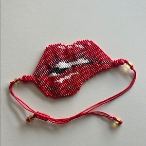 Red Beaded Lips Bracelet
